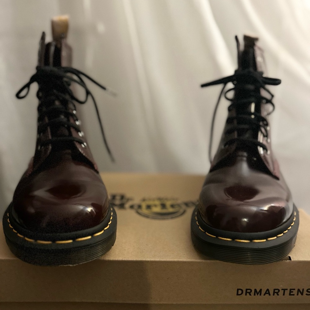 Dr. Martens Dark Red Combat Boots - Picture 6 of 8